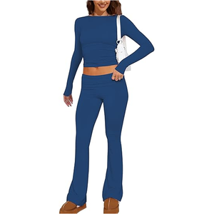 <b>Girls</b>' Yoga Long Sleeve <b>Crop</b> Jacket & Hoodie Two-Piece Sweatpants Jogger Bodysuit Set Lightweight Breathable Spandex/Nylon - Product Image 1