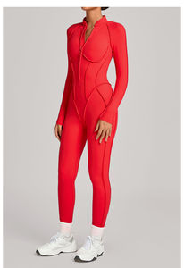 ชุดจั๊มสูทโยคะแบบสปริงบีบอัด ไซส์พลัส ระบายอากาศได้ดี มีซิป เอวสูง แขนยาว ผลิตจากผ้าสแปนเด็กซ์/ไนลอน - Product Image 5