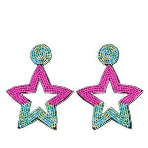 Pendientes de cuentas hechos a mano con diseño de estrella multicolor con centro hueco, ideales para regalos y estilismo festivos - Product Image 3