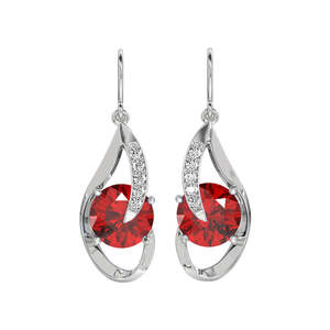 Pendientes de Plata de Ley 925 CLARA con Diseño de Gota de Ojo Rojo Sangre, Accesorio Elegante y Moderno - Product Image 1