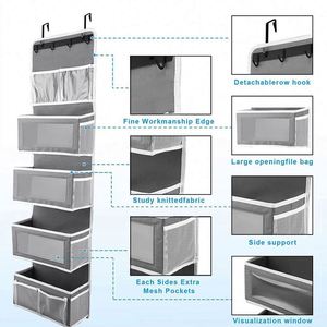 Organisateur de rangement mural pliable à suspendre pour armoire avec 6 crochets et porte à fenêtre transparente – Grande Vente - Product Image 4