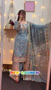 ชุดปัญจาบผ้าจอร์เจตต์เทียมเนื้อหนาสวยงาม พร้อมงานปักเลื่อมหนัก แขนยาว แบบซัลวาร์ คามีซ สำหรับงานปาร์ตี้และงานพิธีต่างๆ - Product Image 2