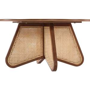 Table basse ronde en bois de teck avec couleur de finition naturelle de style rotin pour l'utilisation extérieure de cour de patio de meubles de maison - Product Image 3