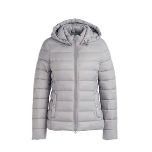 Veste d'hiver matelassée pour femme de haute qualité sur mesure en gros, respirante en coton et polyester avec capuche zippée, taille plus, respirante - Product Image 1