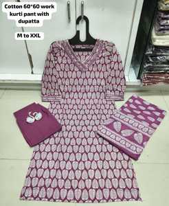 Costumes en coton indien pakistanais pour dames dans de belles couleurs ensemble de costume kurta pakistanais prêt à l'emploi avec du coton pur shifli - Product Image 4