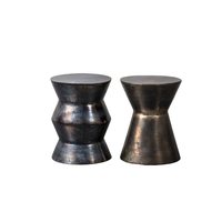 Tabouret latéral en fer d'aspect Premium Design Unique Round Top Handmade Sofa End Stool Bone Inlay Console pour salon et chambre à coucher