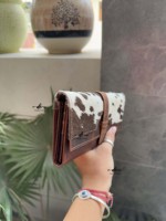 Pochette portefeuille en cuir de vachette à motif western, couleur marron, en cuir de vachette à poils, vente chaude, cadeau pour femme