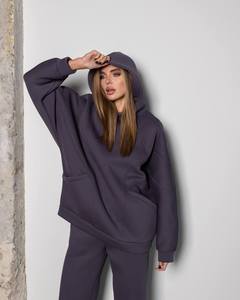 ropped Hoodie & Joggers <b>Set</b>, Olive Green Oversized Sweatsuit, El Oversized Fleece Tracksuit, <b>Women's</b> Cotton Loungewear <b>Set</b> - Product Image 1
