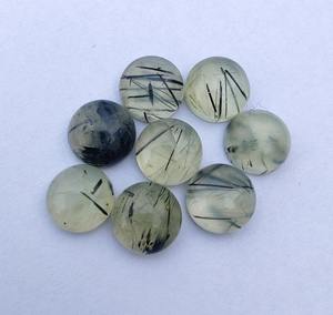 100% Natural Premium Exportación Calidad Prehnita Rutilo Cabujón Verde Facetado Parte posterior plana Gemas calibradas Piedra alta Piedras preciosas sueltas - Product Image 1