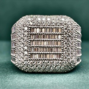 คุณภาพสูง VVS Moissanite แร็ปเปอร์หรูหรา925สเตอริงเงินทองคำขาวชุบมรกตแหวนขนาดใหญ่ได้รับการรับรอง - Product Image 4