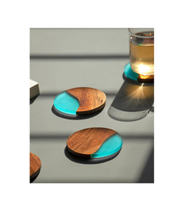 ถ้วยชาหินเรซินสีเหลืองอีพ็อกซี่และที่รองแก้วไม้คริสตัลของขวัญสินค้าขายดีทั้งหมดราคาถูก - Product Image 3