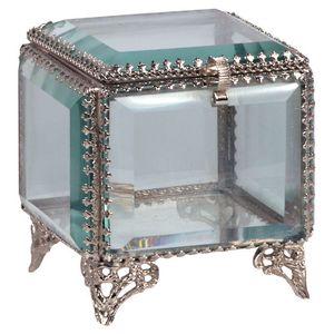 Caja de exhibición de joyería con anillo de baratija de Terrario de latón y vidrio transparente dorado cuadrado decorativo con diseño moderno - Product Image 1