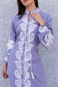 Alta Calidad Moda Verano Bordado Manga Larga Hasta el Suelo Maxi Vestidos Largos Para Mujeres - Product Image 3