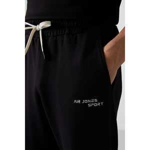 Ensemble de survêtement décontracté en coton pour homme, noir, épais et doux, coupe oversize texturée avec motif brodé - 85252 - Product Image 4