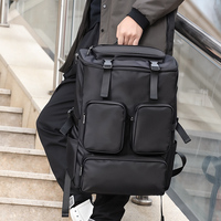 Grand sac à dos noir Techwear multi-poches, sac de voyage, sacoche pour ordinateur portable 17 pouces, imperméable, pour l'école, la gym, décontracté, unisexe, en polyester