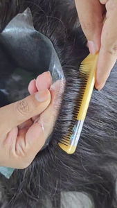 Extensions de cheveux naturels 100 % Remy indiens pour femmes, avec dentelle frontale, nouées à la main, luxueuses, ondulations profondes effet mouillé - Product Image 2