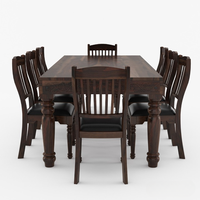 Ensemble de table et chaises de salle à manger moderne pour 8 personnes, sièges en cuir sculpté à la main, bois de teck massif, pliable, convertible, meubles pour la maison