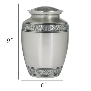 Urna de cremación con diseño de grabado con acabado antiguo de plata, urna de cremación para adultos de Metal asequible con urna de Metal sólido para cenizas - Product Image 3