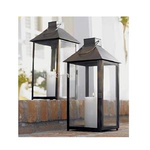 Juego de dos farolillos de color negro de hierro, farolillos colgantes de tamaño y forma personalizados para uso en hoteles y restaurantes - Product Image 4