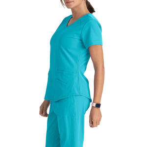 Logo personnalisé pour femmes grande taille à manches courtes infirmière gommages tissu tricoté vêtements médicaux pour les hôpitaux - Product Image 2