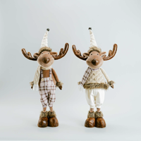 2023 décor de saison usine Elk souris OEM/ODM crème blanc marron feutre tissu sans visage poupée Gnome pour décorations de noël de luxe