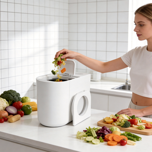 เครื่องทำปุ๋ยหมักขยะอาหารในครัวเรือน LUXFOND สแตนเลส พร้อมระบบตรวจจับความชื้นอัจฉริยะ ควบคุมกลิ่นด้วยแผ่นกรองคาร์บอน ทำงานเงียบ - Product Image 1