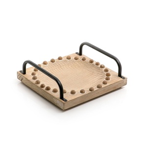 Juego de 3 bandejas de metal de diferentes colores y tamaños con asas doradas Bandeja de comida de vajilla de forma redonda - Product Image 2