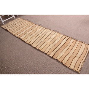 Vintage Runner Rug, 2.5x8.5 ft Turkish Rug, <b>Brown</b> Kilim <b>Wool</b> Rug - Product Image 3