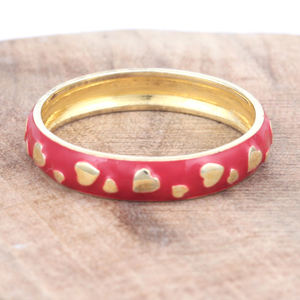 Anillo clásico de diseñador de moda Plata de Ley 925 con esmalte rojo y anillos finos chapados en oro amarillo - Product Image 1
