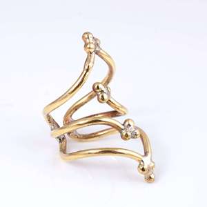 Market Favorite <b>Boho</b> Tribal Brass <b>Ring</b> for Women Antique Finish Chevron Beaded Open Band Geometric Jewelry for Wholesale OEM ODM - Product Image 4