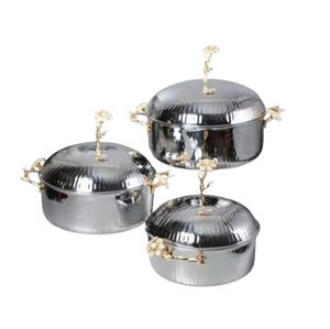 Exclusive Design Shiny Polished Round Metal Hotpot Wedding and Event Dinner Service Casserole Hot Pot for Wedding Serving Warmer - Product Image 1