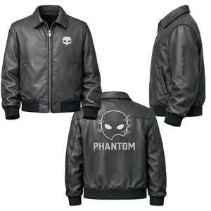 Chaqueta de Cuero Negra con Detalles en Lona para Hombre, Estilo Bomber Techwear, Personalizada, con Bordado, Estilo Punk, Urbano, Hip Hop, Varsity, para Invierno - Product Image 3