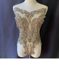 Parches de Charretera con cuentas de cristal transparente hechos a mano, accesorios de flores de diamantes de imitación para vestidos de novia formales - Product Image 5