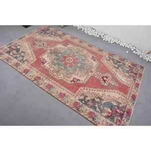 Alfombra turca Vintage, diseño de retazos rojo y azul, área grande, 9x12, Material de lana rectangular, respaldo de látex para entrada, pasillo, sala de estar - Product Image 4