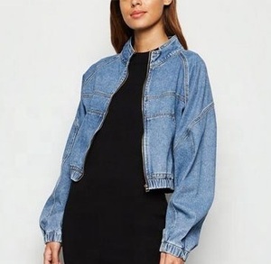 แจ็กเก็ตยีนส์ลำลองสำหรับผู้หญิงมาใหม่เสื้อแจ็กเก็ตยีนส์ฟอกเอวยางยืดมีซิปสำหรับ2023 - Product Image 5