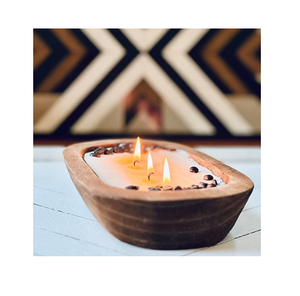 Bol à bougie en pâte de bois Plateau de décoration de Noël romantique 2 pièces Bol à bougie en bois d'acacia Design populaire - Product Image 4