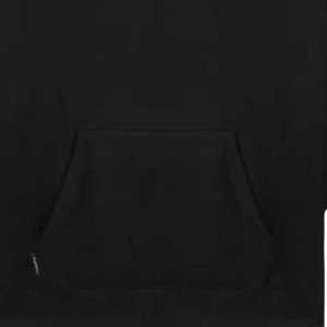 Men Premium Embossed Hoodie <b>Black</b> Heavyweight 100% Cotton Relaxed Fit Minimalist Design with Wax Tipped Drawstrings - Product Image 2