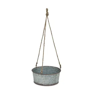 Customized Finished New Wholesale <b>Indoor</b> Wall Decor Galvanized <b>Planter</b> <b>Hanging</b> Round Green Plant <b>Planter</b> at Wholesale Price - Product Image 1