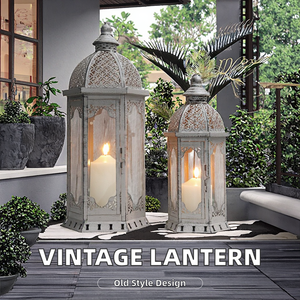 Vintage Metal Blanco Ahueca Hacia Fuera La Vela Linterna Hierro Linterna Torre Para La Decoración Del Hogar Bodas Jardín Navidad Al Aire Libre Al Por Mayor - Product Image 5