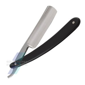 Venta al por mayor de una sola hoja de acero inoxidable negro Barbero maquinilla de afeitar recta logotipo personalizado bajo MOQ - Product Image 4