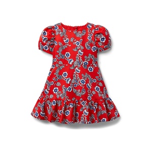 Vestito a Maniche Corte per Bambine Janie and Jack in Rosso, Età 3-14 Anni, 12 Mesi, Tessuto in Cotone, Taglia 8 - Product Image 1