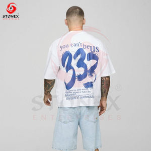 เสื้อยืดกีฬาสำหรับผู้ชายโอเวอร์ไซส์ทรงสปอร์ตบ็อกซี่ใส่พอดีกับหน้าจอออกแบบโลโก้ DTG แบบกำหนดเอง - Product Image 6