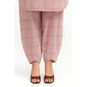 Ensemble coordonné teint en fil IPST-44613 100% Coton Rose Coupe décontractée pour femme Tenue de travail Été - Product Image 4