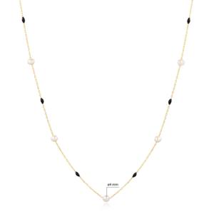 Collar de Cadena con Diseño de Perlas Esmaltadas en Negro, Hecho a Mano, Venta al por Mayor, Joyería Turca de Plata de Ley 925 - Product Image 2