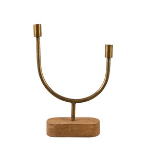 Trio de trois bougeoirs modernes en métal doré pour la décoration intérieure, la réception de mariage et les centres de table. - Product Image 2