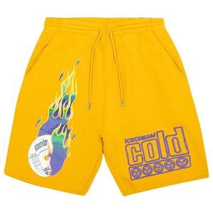 Custom <b>Yellow</b> <b>Men</b> Sweat <b>Shorts</b> Cotton Fleece Baggy Fit Blank <b>Men</b> Jogger Pants Hot Stamping Logo Wide Leg Sweat <b>Short</b> Pants <b>Men</b> - Product Image 1