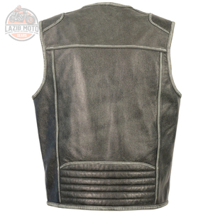 เสื้อกั๊กหนังแท้แฟชั่นดีไซน์ใหม่สำหรับผู้ชาย ขายดี คุณภาพเยี่ยม เสื้อกั๊กหนังสำหรับขี่มอเตอร์ไซค์ - Product Image 2