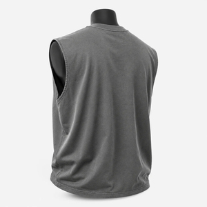 เสื้อกล้ามแขนกุดคอกลมถักสีเทาสำหรับผู้ชายสไตล์ลำลอง - Product Image 2