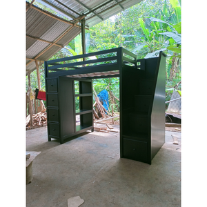 BAKE Kids' Elegant Spacious <b>Solid</b> Mahogany <b>Wood</b> <b>Bunk</b> <b>Bed</b> with Extendable Leaf Kids' Bedroom Dining Table - Product Image 1