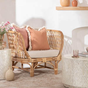 Silla de mimbre individual asequible, silla de caña ligera para decoración del hogar, asientos de porche o relajación al aire libre - Product Image 2